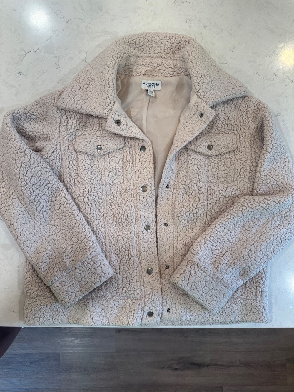 Arizona Jean Company Cream Teddy Sherpa Jacket for Women